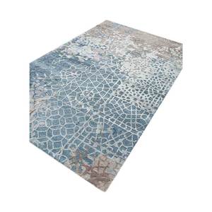 Alfombra de Lana y Viscosa Tejida a Mano Mythos Azul, Rectangular de 9x12, Patrón Geométrico Abstracto, 10 mm de Grosor, para el Hogar o el Pasillo, PP TNQ-3234 - Product Image 2
