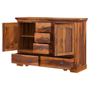 ตู้ไม้สักเนื้อแข็งทำด้วยมือ5ลิ้นชัก2ประตูตู้เก็บของเรียบง่ายเป็นมิตรต่อสิ่งแวดล้อมสำหรับบ้านห้องรับประทานอาหารห้องนอน - Product Image 4