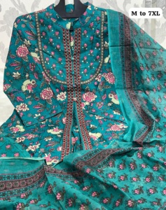 Con hermoso Heavy anarkali 3PCs Kurti set suqens traje de trabajo que está bellamente decorado Se combina con juego - Product Image 4