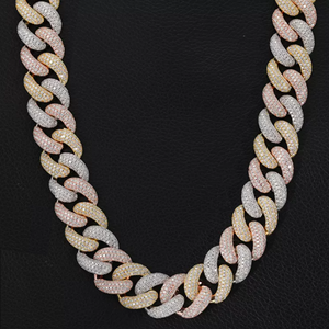 Cadena de eslabones cubanos de 18mm personalizada de alta calidad, corte redondo, Diamante de moissanita, chapado en rodio, Plata de Ley 925 - Product Image 3