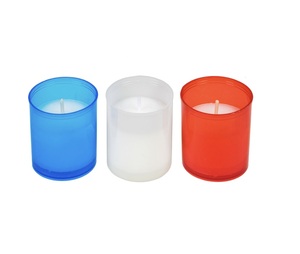 Bougies votives en polypropylène 50 mm. diamètre. Bleu clair. Lampes religieuses pour la maison et les cimetières. Pack de 6 pièces. Fabriqué en Italie - Product Image 3