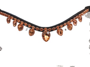 Banda de cejas de cuero LX de alta calidad para caballos Cómoda con diseño de hoja Disponible Cristal de oro rosa Opciones de color negro marrón - Product Image 2