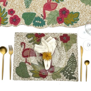 Best Theme Design Glass Beads Unique Design <b>Placemat</b> Best for Parties and Other Functions Tableware Decorative Rounded <b>Placemat</b> - Product Image 2