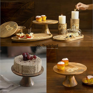 Handmade wooden cake stand for wedding dessert display and stylish table decor Tradebyd - Product Image 2