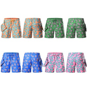 กางเกงขาสั้นชายหาดอินเทรนด์สำหรับผู้ชายในฤดูร้อนกางเกงขาสั้นผ้าฝ้าย100% แห้งเร็วและน้ำหนักเบาเอวปานกลางดีไซน์สีพื้นพิมพ์ลายสไตล์ลำลอง - Product Image 3