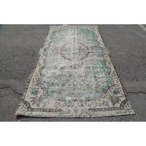 Alfombra de retazos de 5x9 pies hecha a mano de lana de alta calidad, clásica, blanca, verde, rectangular, patrón de pasillo, sala de estar látex para, dormitorio, Adolescentes - Product Image 1