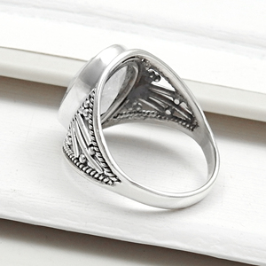 100% piedra lunar arcoíris Natural piedra preciosa 925 anillos de plata esterlina sólida para mujeres anillos de declaración de plata hechos a mano al por mayor OEM - Product Image 4