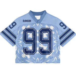 Maillot en maille surdimensionné imprimé personnalisé unisexe rétro football Boxy haut court maillot blanc football mode t-shirts - Product Image 5