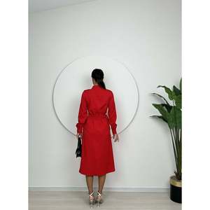 Vestido Midi Rojo missJANELL con Bolsillos y Cintura Ajustable, Elegante Tela Doble Atlas, 97% Poliéster 3% Elastano para Mujer - Product Image 3