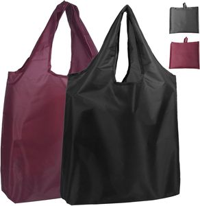 <b>Foldable</b> Reusable Eco-Friendly Durable Waterproof Nylon Shopping <b>Bags</b> Two Handles Button Closure - Product Image 1
