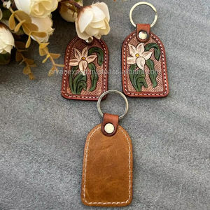 Wholesale Factory <b>Custom</b> High Quality Promotional Keyring Designer Hand Tooled Leather <b>Key</b> Holder Keyring Luxury Car Keychains - Product Image 6