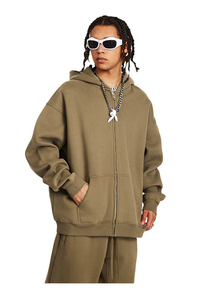 เสื้อมีฮู้ดผ้าคอตตอนฟลีซซิปรูดซิปไซส์ใหญ่โอเวอร์ไซส์ XL 100% ลายคอเสื้อดิจิตอลสำหรับฤดูใบไม้ร่วง - Product Image 5