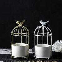 Jardinière chic en fer émaillé personnalisable en forme de cage à oiseaux, logo personnalisé, style moderne et épuré, 9x20cm, pour exposition de plantes, décoration intérieure et jardin