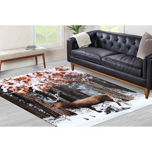 Tapis Cerf : Imprimé Forêt Hivernale, Tapis de Ferme Antidérapant, Tapis Doux Non Tissé - Product Image 5