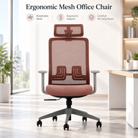 Chaise de bureau de direction de luxe en maille, ergonomique à dossier haut avec appui-tête réglable et accoudoirs 3D en PU pour bureau de direction