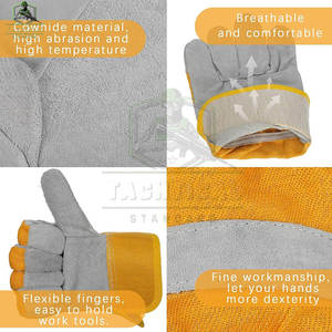 ถุงมือหนังวัวแท้คุณภาพสูง ผลิตจากโรงงาน ราคาถูก สวมใส่สบาย ระบายอากาศได้ดี ยืดหยุ่น ไม่มีซิลิโคน ปรับแต่งได้ ปลอดภัย - Product Image 2