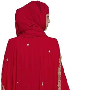 Ensemble Abaya de perles de luxe personnalisables pour femmes Dubai Eid Robe modeste musulman longueur au sol mousseline de soie antistatique pour l'été - Product Image 5