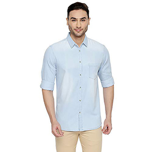 เสื้อยีนส์คอปกคอเสื้อลำลองสำหรับผู้ชายเสื้อยีนส์ติดกระดุมสำหรับใส่ทุกวัน - Product Image 1