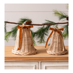 Cloche en rotin faite à la main 100%, pendentif en rotin en forme de cloche, cerceaux de boucle d'oreille en bois de rotin tissé à la main naturel du Vietnam - Product Image 5