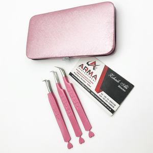 Pince à cils en acier inoxydable à revêtement rose avec logo personnalisé CNC de vente chaude - Product Image 4