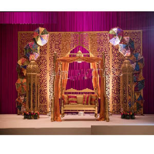 Moroccan Sangeet Night Stage Laser Cut <b>Frames</b> Perfect Mehndi Night Stage Backdrop <b>Arches</b> Set With Swing/Jhula Australia Events - Product Image 1