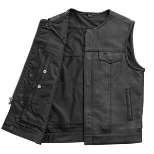 OEM Service High Quality Reversible Breathable <b>Men's</b> Leather <b>Vest</b> Canvas Fashion Outerwear Made in Pakistan Summer Use - Product Image 3