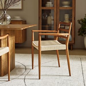 Cordon tissé salle à manger chaise d'appoint cadre en bois massif couleur naturelle moderne Style scandinave chaises de salle à manger maison Restaurant chaise de salle à manger - Product Image 1