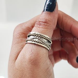 Nouvelle arrivée Spinner Band bohème anneau 925 en argent Sterling femmes pouce anneau Yoga bijoux faits à la main noël hommes Spinner anneau - Product Image 5