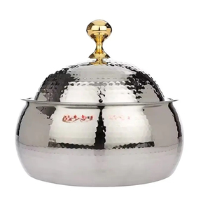 Chauffe-plats élégant en acier inoxydable fait à la main avec un couvercle durable et un porte-bougie ustensiles de cuisine portables pour buffets - Product Image 4