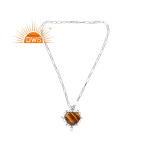 สร้อยคอจี้อัญมณีคริสโซเพรสธรรมชาติทำจากเงินสเตอร์ลิงออกซิไดซ์ผลิตได้ตามต้องการ - Product Image 1