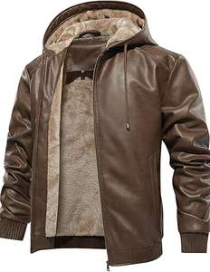 Chaqueta de Cuero con Capucha y Cremallera para Motocicleta, Gruesa, Informal, Versátil, Transpirable, para Hombre, de Invierno, de Alta Calidad GLOBAL EDGE - Product Image 4