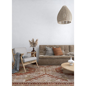 Tapis en laine noués à la main Erbe, motif médaillon doré en relief, puzzle rectangulaire pour entrée de maison, 9x12, puzzle abstrait rectangulaire fait main - Product Image 5