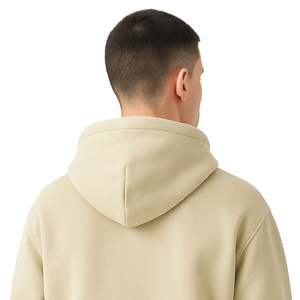 Sudadera con Capucha de Felpa para Hombre, Color Beige, 100% Algodón, Tinte Liso, Estilo Casual Urbano, Suave, con Bolsillo Tipo Canguro, Abrigada para Invierno, Prenda Superior de Moda - Product Image 4