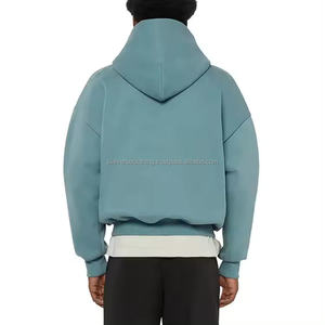 Sudadera con capucha de verano para hombre Terry de lana pesada personalizada al por mayor, ropa 3D de alta calidad con hombros caídos y cremallera completa de diseñador - Product Image 2