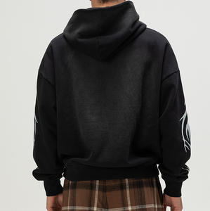 100% Cotton 450gsm Heavyweight Lined Fleece Custom Logo Men's <b>Gym</b> <b>Hoodie</b> Solid Color Block Streetwear Plus Size Tracksuit Winter - Product Image 3