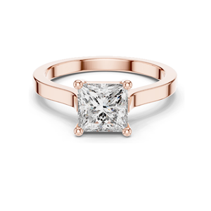 Bague solitaire en diamant de laboratoire taille princesse 1,00 carat pour femme, clarté VVS-VS EF, or 18 carats, 14 carats, 10 carats et argent 925, rose - Product Image 3