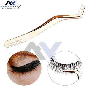 Pinzas profesionales para extensión de pestañas de acero inoxidable logotipo personalizado etiqueta privada puntas de fibra de belleza de alta calidad para uso en cejas - Product Image 3
