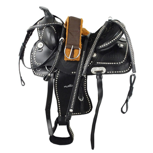 Selle de cheval de spectacle occidentale de qualité supérieure, en cuir naturel souple, équipement assorti, comprend une bride et une sangle - Personnalisable - Product Image 1
