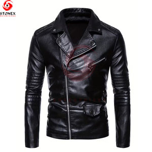 2025 Winter Fashionable Biker Style PU Leather <b>Jacket</b> <b>Plus</b> <b>Size</b> Men <b>Waterproof</b> Windproof Quick Dry Zipper Slim High Street - Product Image 2