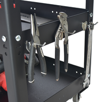 Armoire à outils roulante en gros chariot à outils à main boîtier d'équipement robuste à 3 niveaux en métal noir pour le stockage d'outils de mécanicien industriel