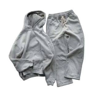 Survêtement pour hommes 100% coton Top qualité lavé deux pièces pull à capuche pantalons de survêtement ensemble lavage à l'acide survêtement pour hommes et femmes - Product Image 6