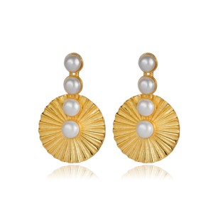 Pendientes de Plata de Ley 925 con Diseño de Perlas Doradas, Hechos a Mano en Turquía, Estilo Vintage, Modernos, para Regalo de Boda o Fiesta, Gran Venta - Product Image 2