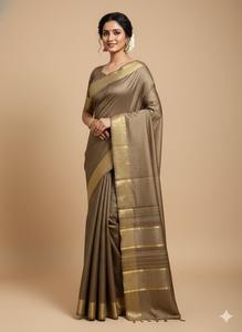 Sari en soie Tussar pure multicolore, de qualité supérieure et élégant pour femmes, avec une texture luxueuse et un attrait traditionnel magnifique, en provenance d'Inde - Product Image 5