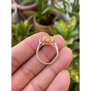 Flower Ring with Citrine Inlay 925 Sterling Silver Handmade Floral Gemstone Ring Wholesale Jewelry Supplier - Product Image 4