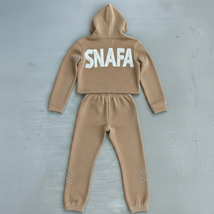 Wholesale Manufacturer Fashion Applique <b>Embroidery</b> Flare Sweatsuit Distressed Patch Tech Fleece Flare Tracksuit <b>Set</b> For Men - Product Image 2