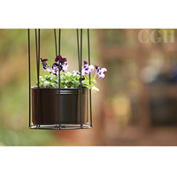 Cage à oiseaux en métal bronze, pot de fleurs suspendu en zinc galvanisé, panier noir pour fleurs, style classique minimaliste pour la maison et le jardin