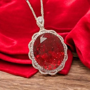 จี้ทับทิมสีเงิน925ประดับทับทิมทรงเรขาคณิตสร้อยคอประดับหินวันเกิดของขวัญครบรอบวันแม่สำหรับเครื่องประดับที่สง่างามของเธอ - Product Image 5