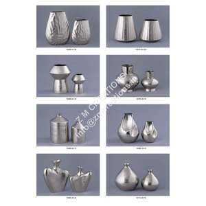 Macetas y jardineras de tamaño pequeño, accesorios de decoración interior para el hogar, jarrones plateados, juego de floreros de Metal para dormitorio y sala de estar - Product Image 4