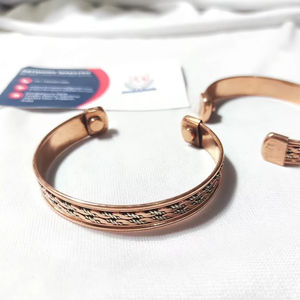 Handcrafted copper Mangnetic cuff <b>bracelet</b> with lightweight - unisex - <b>adjustable</b> - eco friendly - Product Image 1