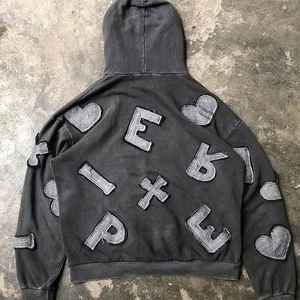 Sweat-shirt personnalisé 450 Gsm délavé à l'acide, style streetwear ample, imprimé en relief, sans cordon, motif de dessin animé brodé - Product Image 5